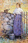 Julian Alden Weir Famous Paintings - Girl Standing by a Gate